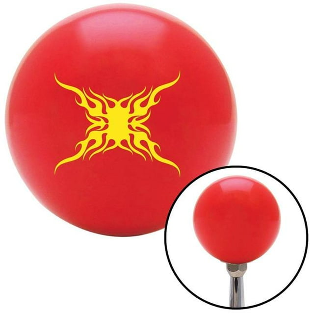 Yellow Super Large Tribal Flames Red Shift Knob with M16 x 1.5 Insert Shifter Auto