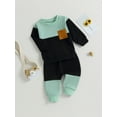 thumbnail image 3 of Loicainy Baby Toddler Boys Pants Outfits Set, 6 12 18 24 Months 2T 3T 4T 5T Contrast Color Long Sleeve Crew Neck Sweatshirt with Elastic Waist Sweatpants Infant Clothes Sets, 3 of 9