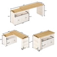 thumbnail image 5 of JassmiPkwy 360° Rolling Kitchen Island Cart with Shelves and Mobile Lockable Wheels,Mobile Swivel Table with Storage, Modern Wooden Cart, Suitable for Kitchens, Dining Rooms，White, 5 of 7