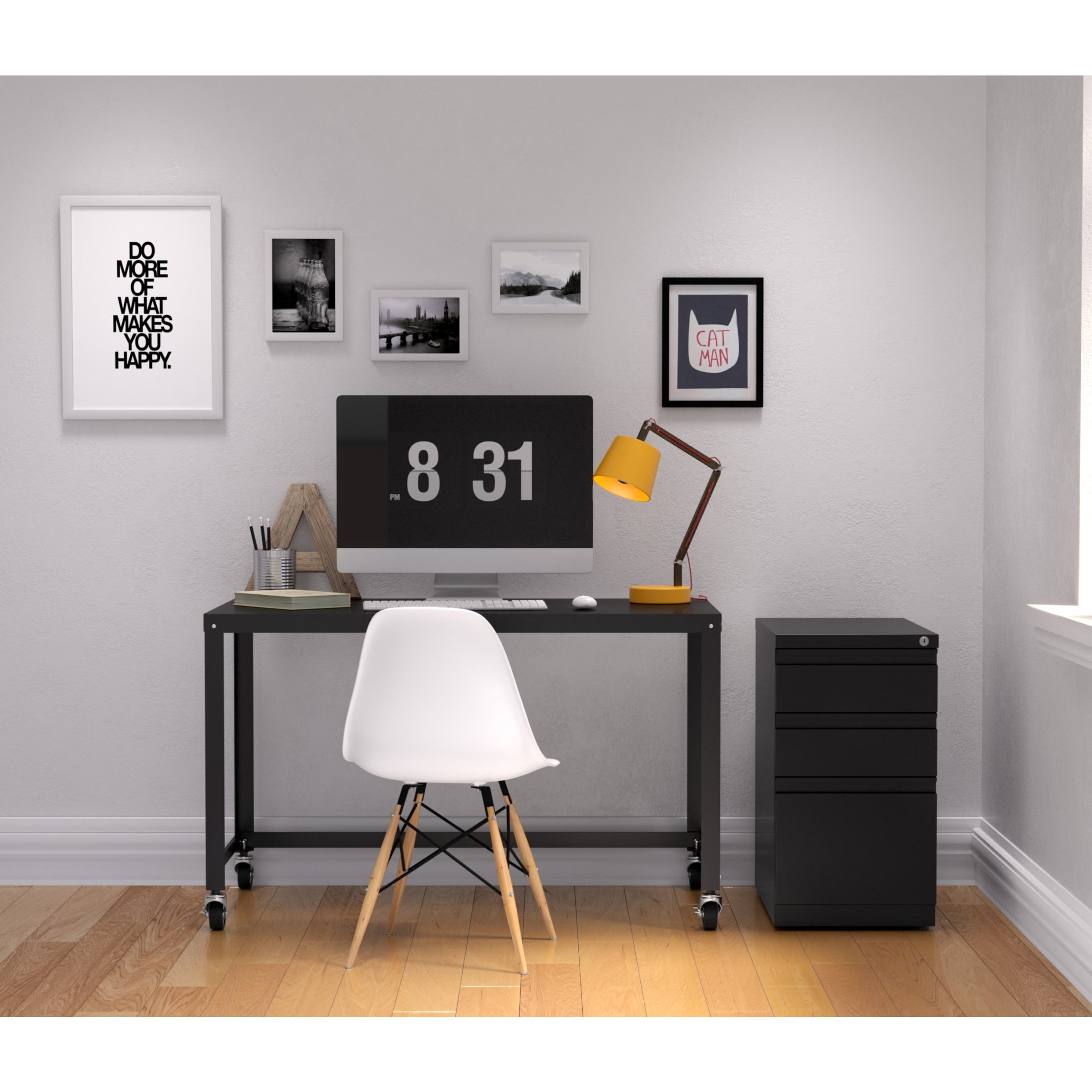 Hirsh 23" Deep Mobile Pedestal File Cabinet 3 Drawer Box-Box-File, Letter Width, Black
