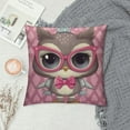 thumbnail image 2 of TIAOTIAOHOU Throw Pillow Cover Cute Pink Owl Pillow Covers White/Pink Pillowcovers Soft Double Side Print Sofa Square Throw Pillowcover for Friends Daughter Women, 2 of 5