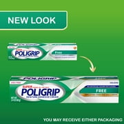 Poligrip Free Denture Adhesive Cream, Strong All-Day Hold, Food Seal, 2.4 Oz