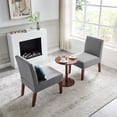 thumbnail image 4 of Zechuan 3 Pics Dining Table Set with Round Table and 2 Upholstered Chairs for Small Spaces, Gray, 4 of 10