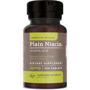 Endurance Products Plain Niacin - 250mg Immediate Release Niacin with Flush (Vitamin B-3) - Nicotinic Acid 100 Tablets - Non-GMO, Vegan, Gluten Free Company