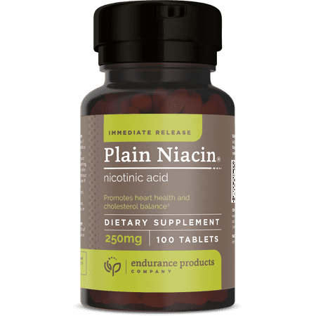 Endurance Products Plain Niacin - 250mg Immediate Release Niacin with Flush (Vitamin B-3) - Nicotinic Acid 100 Tablets - Non-GMO, Vegan, Gluten Free Company