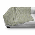 thumbnail image 2 of Leaf Soft Flannel Fleece Blanket, Repeating Autumnal Foliage Abstract Lines Geometrical Interpretation Pattern, Cozy Plush for Indoor and Outdoor Use, 60" x 80", Mustard Sage Green, by Ambesonne, 2 of 5