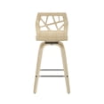 thumbnail image 5 of Folia Mid-Century Modern Counter Stool In Natural Wood, Cream Faux Leather, And Chrome Footrest - Set Of 2, 5 of 7