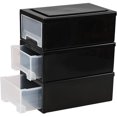 thumbnail image 1 of Cajones de Almacenamiento Apilable de Plástico de 6 Cuartos, Paquete de 3 Cajón de Almacenamiento, Color Negro, 1 of 4
