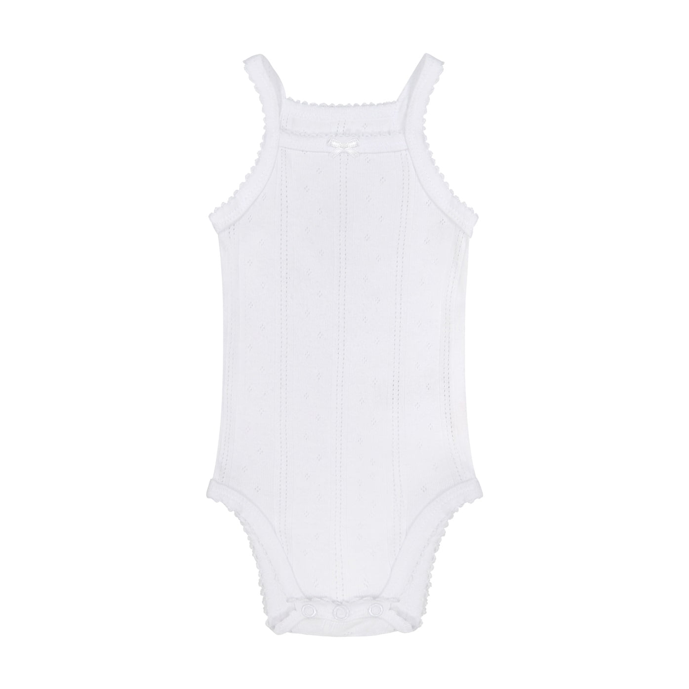 Buyless Fashion Baby Girl White Eyelet Camisole Sleeveless Onesies in Soft Cotton