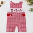 thumbnail image 2 of Pandaie 4th of July Baby Boy Girl Outfit Infant Sleeveless Plaid USA Romper Overall Shorts Toddler Happy Birthday Jumpsuit Clothes, 2 of 7