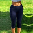 thumbnail image 2 of Dagugfen Yoga Capris for Women Straight Slim Leg Fitness Elastic Waist Slit Bottom Athletic Activewear Capri Pants, 2 of 7