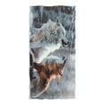 thumbnail image 3 of Ryvnso Wolf and Fox in Forest Oversized Beach Towel Microfiber Bath Blankets Swimming Fitness 37" x 74", 3 of 5