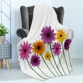 thumbnail image 4 of Gerber Daisy Soft Flannel Fleece Blanket, Simplistic Colorful Spring Flowers with Peduncles Graphic on Plain Background, Cozy Plush for Indoor and Outdoor Use, 50" x 60", Multicolor, by Ambesonne, 4 of 5