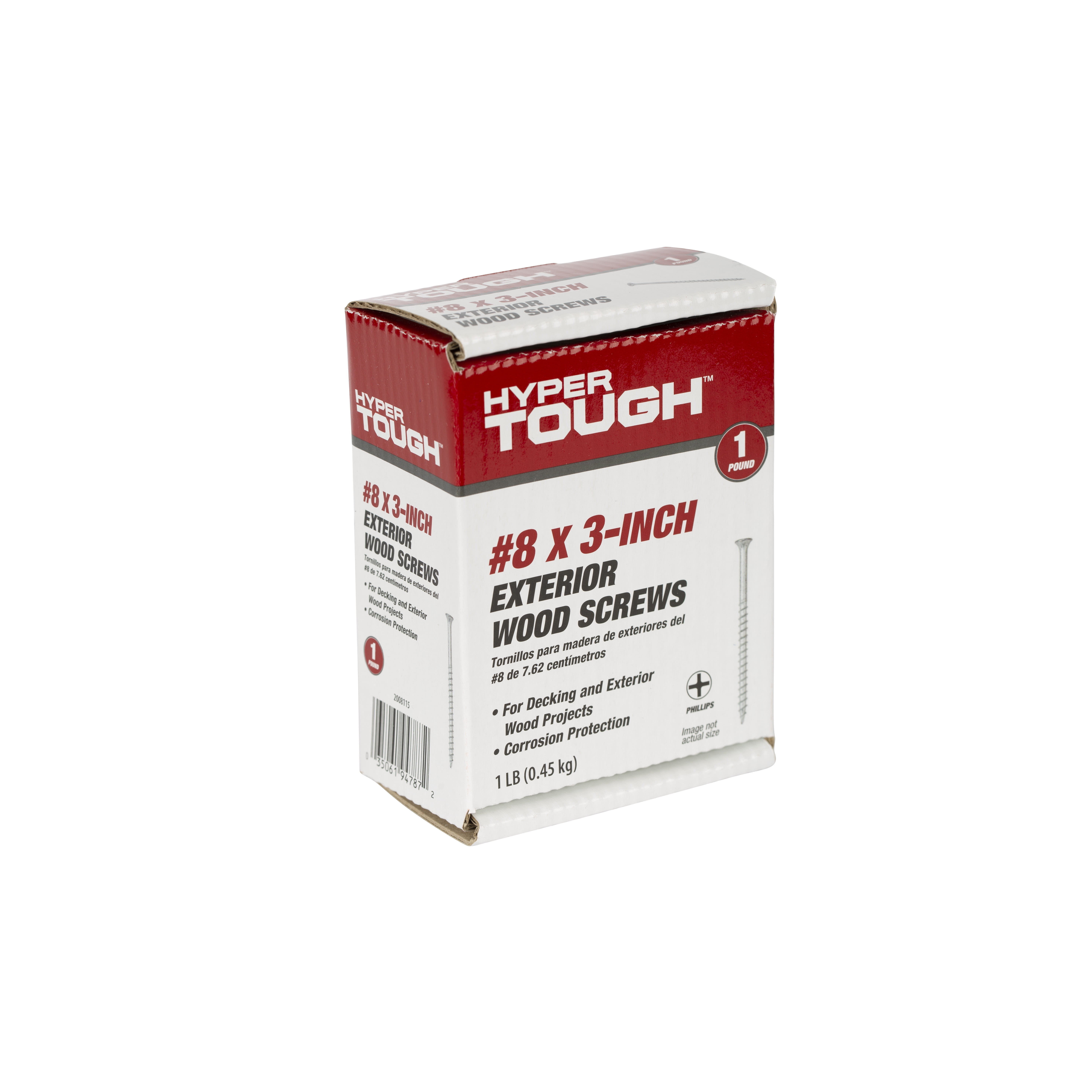 Hyper Tough #8 x 3 in. Phillips Flat Head Exterior Wood Screw, 1 lb Box