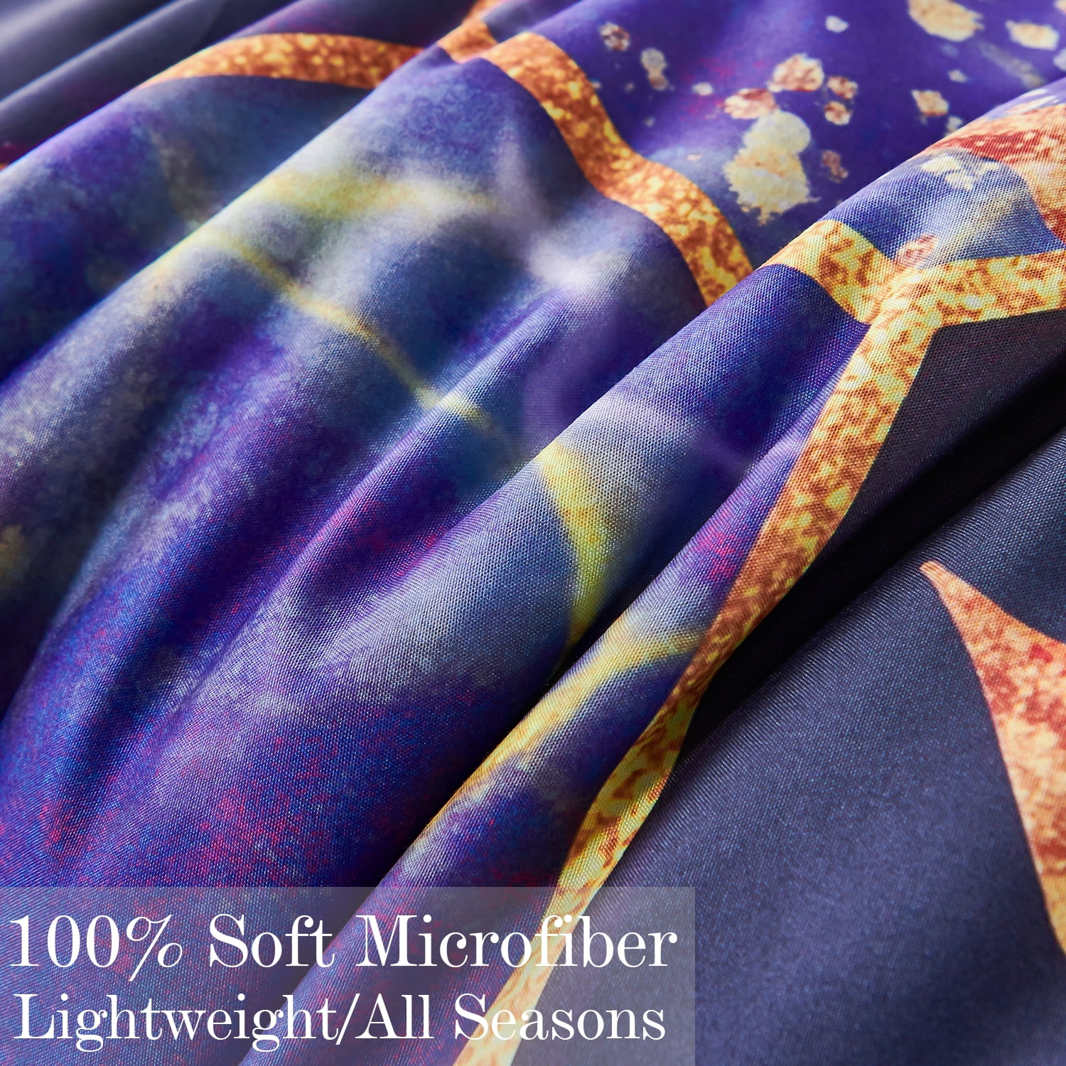 RYNGHIPY Cal King Comforter Set for Men Purple Marble Leaf 3Pcs Bedding Set Boho Geometric Marble Quilt Set with Pillowcases (Purple, Cal King)