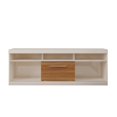 thumbnail image 2 of 71 Inch TV Media Entertainment Center, 5 Cubbies, 1 Sliding Door, White and Oak, 2 of 5