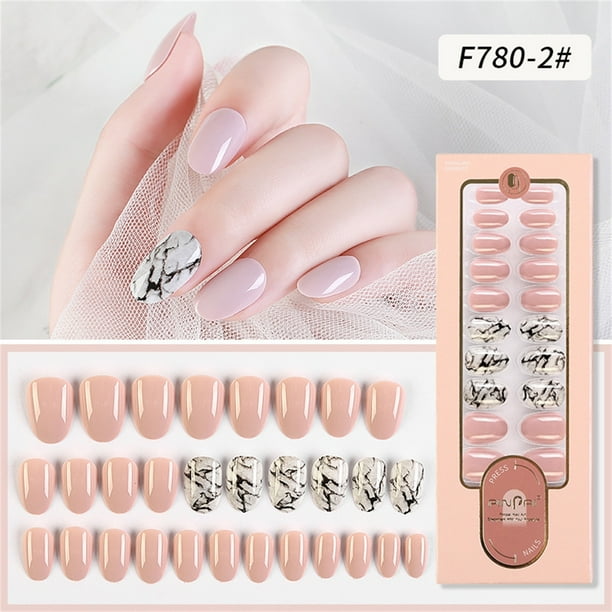 Uñas postizas a presión, regalos para mujeres, nuevas uñas postizas reutilizables desmontables con punta larga, parches para usar, fijas y fáciles de usar.