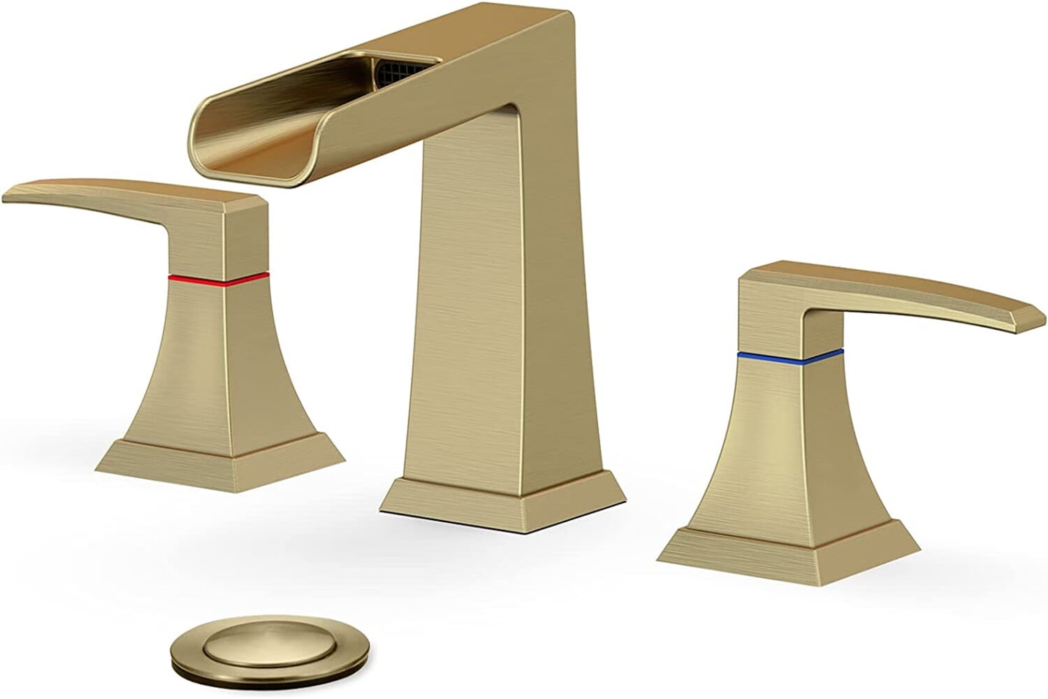 Waterfall Bathroom Sink Faucet, 4 inch 2 Handle Water Tap with Pop Up ...