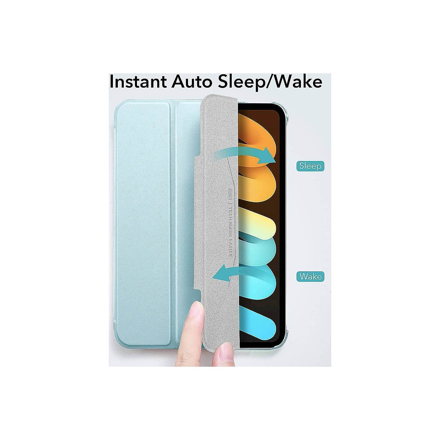 SaharaCase ESR Folio Case for Apple iPad mini A17 Pro & 6th Generation 2021 Aqua (TB00043)