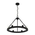 thumbnail image 6 of Hunter - Saddlewood 6-light Natural Black Iron, Large Chandelier, Dimmable, Casual Style, Wagon Wheel Shaped, for Bedrooms, Dining, Living Rooms - 19033, 6 of 9