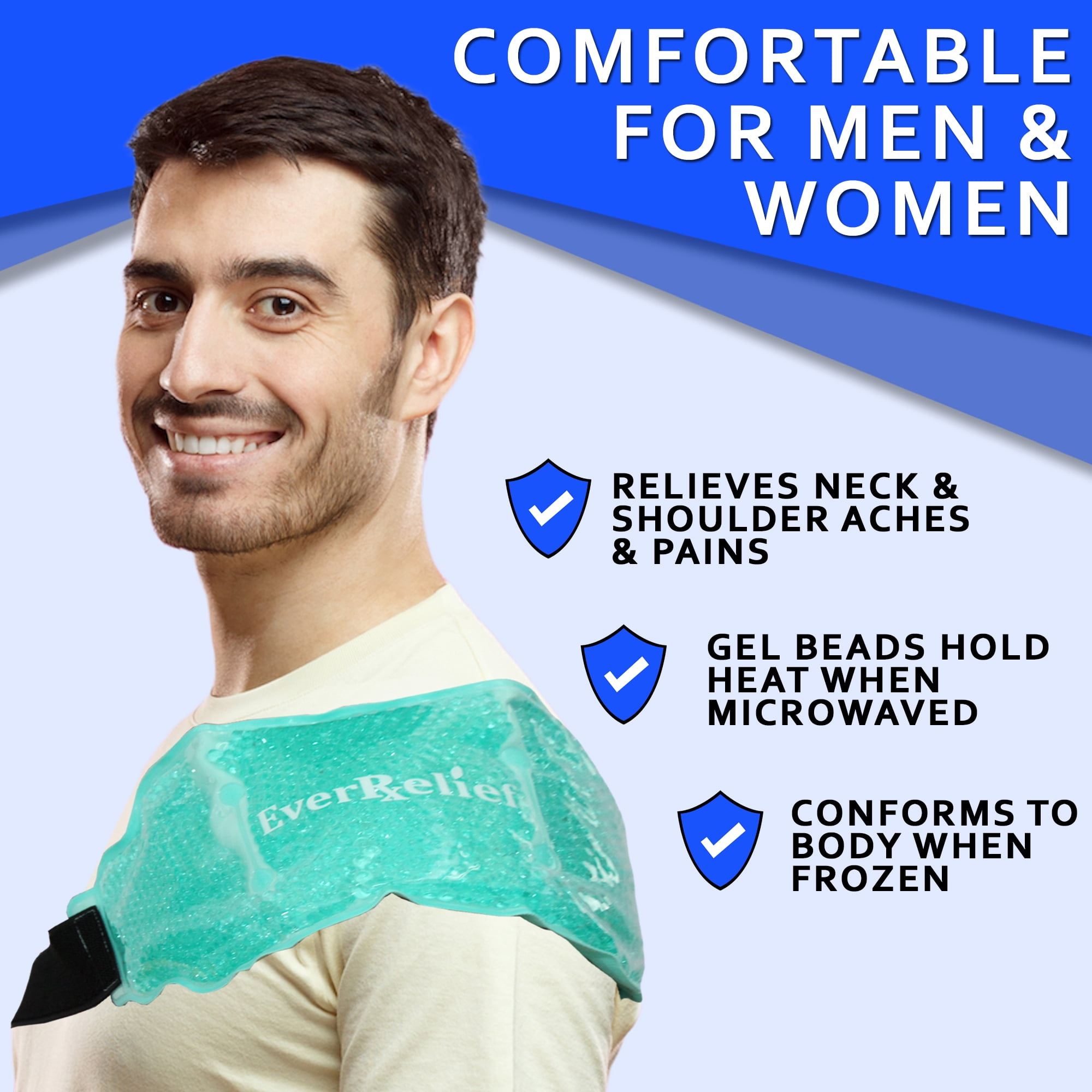 EverRelief Hot or Cold Gel Bead Therapy Wrap for Back Pain Relief (Large)