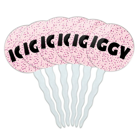 Iggy Cupcake Picks Toppers - Set of 6 - Pink Speckles