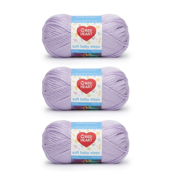 Red Heart Soft Baby Steps Lavender Yarn - 3 Pack of 141g/5oz - Acrylic - 4 Medium (Worsted) - 256 Yards - Knitting/Crochet