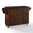 thumbnail image 2 of HomeStock Classic Charm Full Size Kitchen Cart With Top, Mahogany Finish, 51.5 X 18 X 35.25 Inches, Shelved And Drawer Storage, Modern Mobile Kitchen Cart-Color:Black Granite Top, 2 of 10