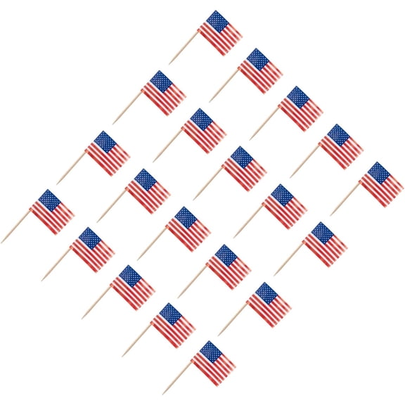 100pcs American Flag Sign Fruit Stick Toothpick Paper Child