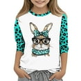 thumbnail image 2 of Spazoro Kids Child Girls Casual T-Shirts Tee, Rabbit Print Crew Neck Fashion Summer 3/4 Sleeve Loose Tops Trousers for Girls Mint Green Size 4-5T, 2 of 5