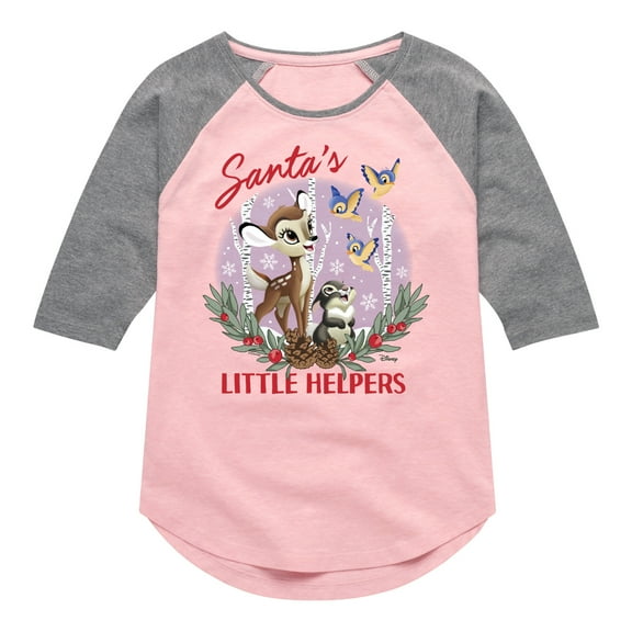 Disney Bambi - Christmas - Santa's Little Helpers - Toddler & Youth Girls Raglan Graphic T-Shirt
