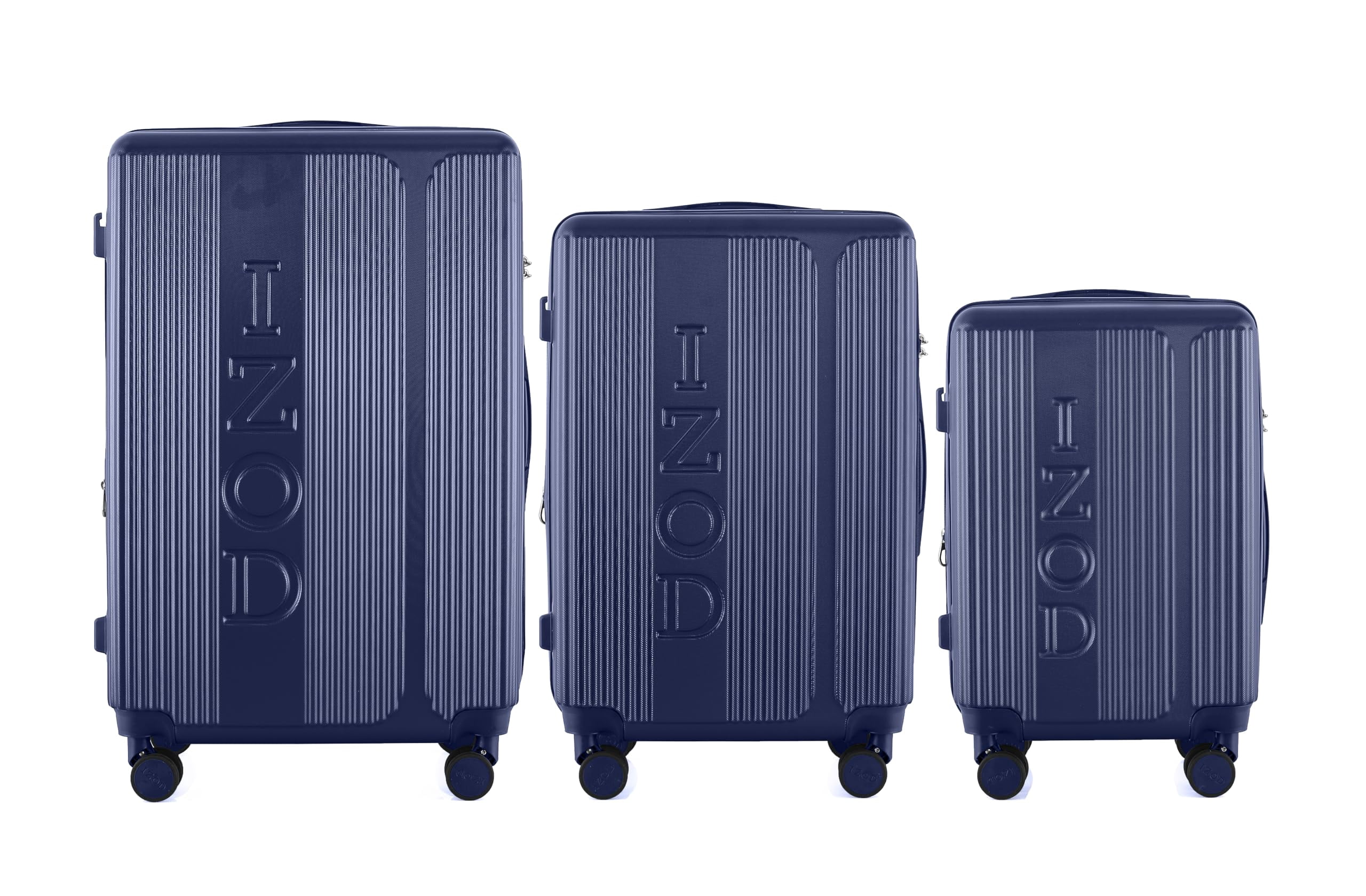 IZOD Hyman Expandable ABS Hard Shell Luggage Set - Durable ABS Hard Shell Construction - Double Water-Resistant Nylon Coil – Versatile Sizes 28", 24", 20" - 3-Piece Spinner Luggage Set (Navy)
