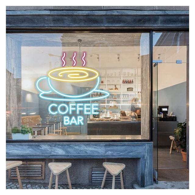 Letrero De Neón Coffee Bar, Luz LED Para Taza De Café, Decoración De Pared Para Cafetería, Regulable, 40cmx40cm