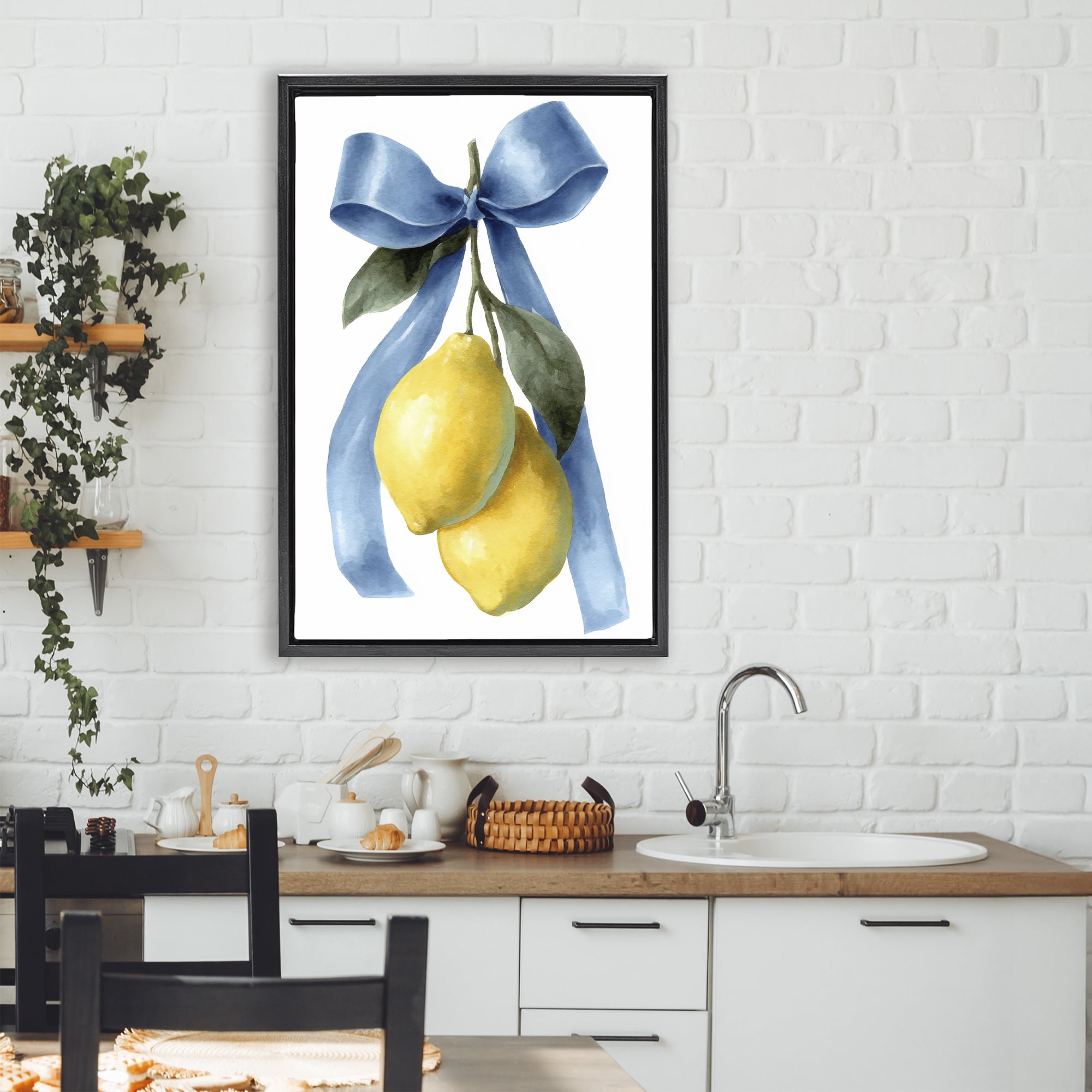 Stupell Industries Sweet & Sour Lemons Black Framed Floater Canvas Wall Art, design by Petal Prints Design