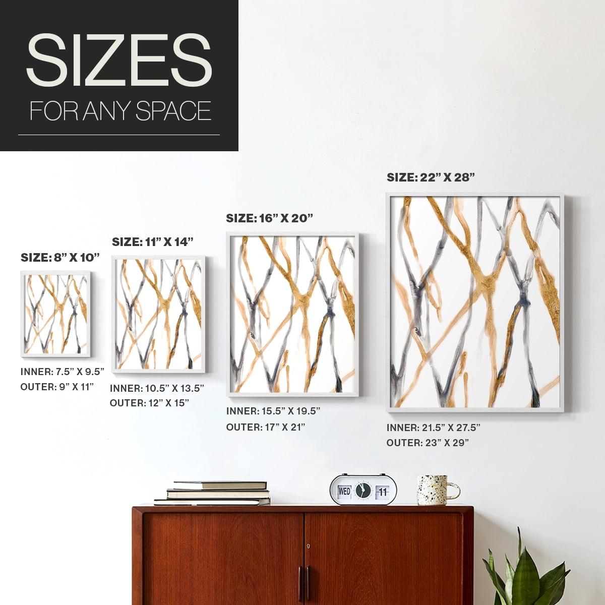 Runnel IX in White Solid Wood 11 x 14 Framed Print