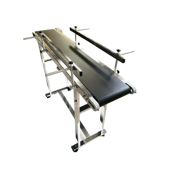 PreAsion Belt Conveyor Industrial Transport Conveyor 110V PVC Conveyor With Double Guardrail 47.2"*7.8" Black