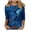 Blue A, variant on Women's T Shirts 3/4 Sleeve Plant Printed Tees Graphic Loose Summer Tops Blue S