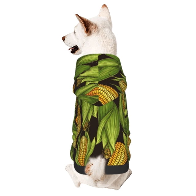 Fotbe Corn 2 Sudadera con Estampado para Perros Pequeños – Suéter con Capucha para Mascotas, Tela Suave de Forro Polar con Bolsillo-X-Large