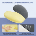 thumbnail image 3 of Ergonomic Lumbar Pillow for Back Support - High-Density Memory Foam Cushion for Pain Relief - Lumbar Support Cushion w/Strap for Office Chair, Car, Home, and Travel, 3 of 7