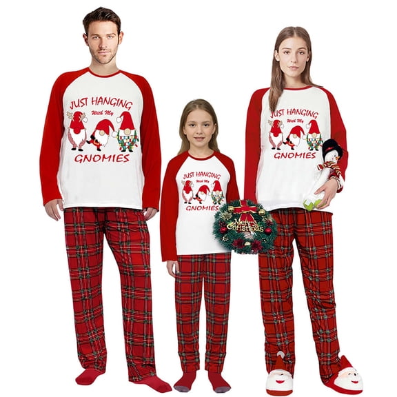 iHapHap Family Matching Christmas Pajamas Cotton Blend Long Sleeve Plaid PJ Set, 2-3T-Kid