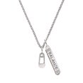 thumbnail image 1 of Delight Jewelry Silvertone Clear Frosted Baby Safety Pin Silvertone Balance Bar Charm Necklace, 23", 1 of 4