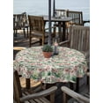 thumbnail image 2 of Outdoor Tablecloths with Umbrella Hole & Zipper, Vintage Flowers Round Tablecloth 54 Inch, Spring Pink Green Floral Country Leaves Birds Waterproof Table Cloth, Patio/Pool/Picnic Table Covers, 2 of 8