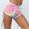 thumbnail image 4 of Babysbule Womens Yoga Pants Women's Casual Tight Tie-dye Stitching Irregular Mid-waist Tied Sports Shorts, 4 of 7