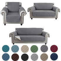 SHANNA 1/2/3 Seater Quilted Sofa Couch Cover Pad Water Resistant Slipcover Furniture Protector Pet Mat for Kids Dogs Pets（Gray）