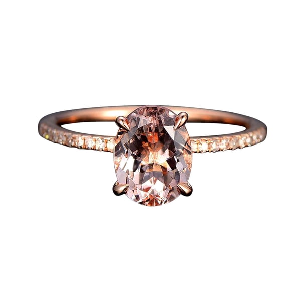 1.25 carat Real Morganite and Moissanite Engagement Ring for Women with 18k Gold Plating