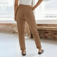 thumbnail image 4 of Women's Corduroy High Waist Wide Leg Casual Trousers with Elastic Waistband and Pockets for Everyday Comfort in Soft Textured Fabric Elastic High Waisted Straight Leg Pull On Trousers, 4 of 5