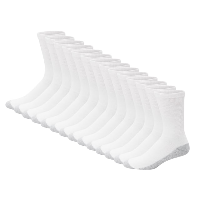 Calcetines redondos Hanes de doble resistencia con tobillo, 14 pares, zapatos para hombre de 12 a 14