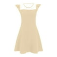 thumbnail image 4 of CAICJ98 Girls Dresses Summer Ruffle Sleeve Mesh A Line Casual Party Dresses with Pockets Beige,15-16 Years, 4 of 4