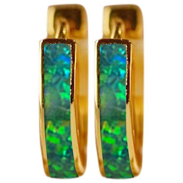 Pendientes de Opalo Minimalista Opalo de Fuego Pendientes de aro Dainty Azul Verde Blanco Brillante Gemstone Earring Regalo para Ella