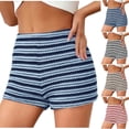 thumbnail image 2 of Umfun Women's Striped Beach Shorts High Waist Elastic Waistband Casual Swim Cover Up Summer Resort Bottoms, 2 of 9